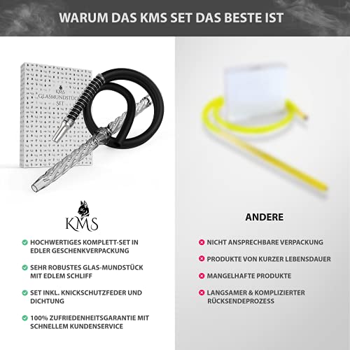 KMS Shisha Schlauch mit Mundstück - Glasmundstück Shisha 40 cm - Hochwertiges Shisha Mundstück aus Kristallglas – Bild 6