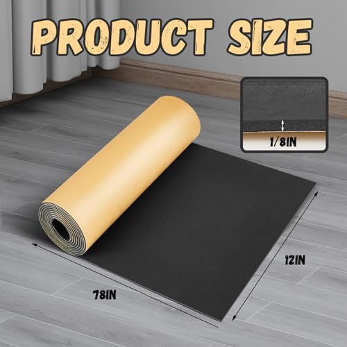 Image of Pangda 1 Piece 78 x 12 x 1 /8 Inch Extra Large Marine Foam Roll Closed Cell Rubber with Adhesive Insulation Sheets Lightweight Single Sided Tape Water Weather Resistant for Craft
