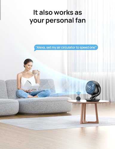 Image of DREO Smart Fan for Bedroom,120 Vertical and 90 Oscillating Fan with Remote /Voice, 13 Inch Height Quiet Air Circulator for Whole Room, 70 ft, 4 Speeds, 5 Modes, 12H Timer, Desk Fans for Home,Black