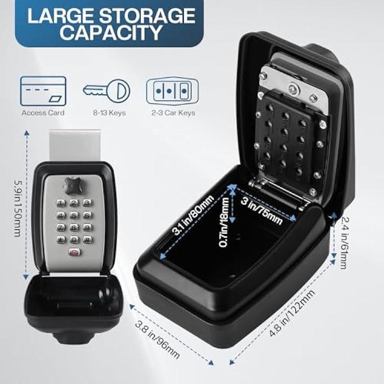 Secure Multifunctional Key Lock Box - Protect Vehicle Key Fobs, Fit Car Windows, Ideal for Ride Share, Turo, GetAround