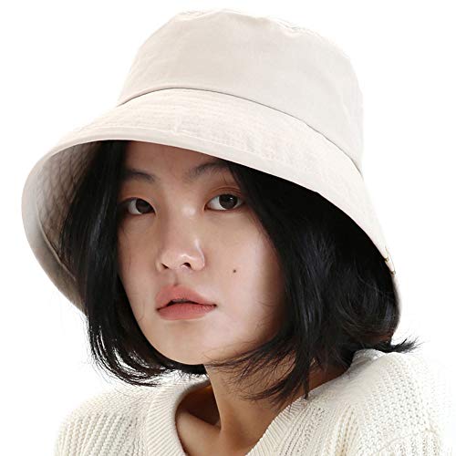 Undercontrol Vintage Bio Washed Cotton Fabric Gold Label Deep Long Brim Adjustable Four Seasons Bucket Hat Korea Safari Hat (Bio Ivory) #TOP14