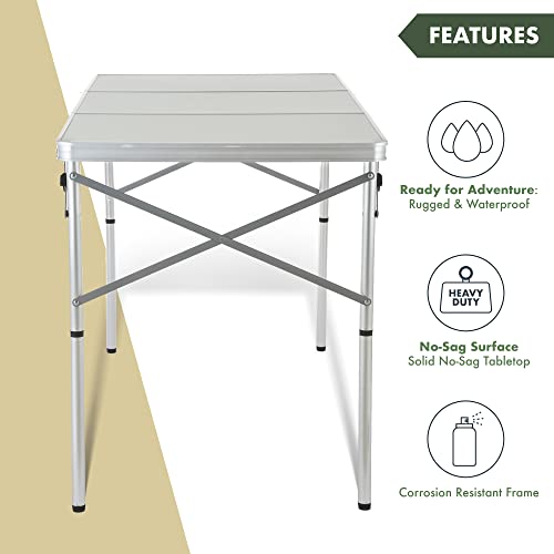 ARROWHEAD OUTDOOR Mesa de Camping Plegable de 4 pies con Marco de Aluminio Resistente, Superficie Sólida, 2 Alturas Ajustables, Incluye Estuche de Transporte, Ligera, Soporte en USA miniatura 5