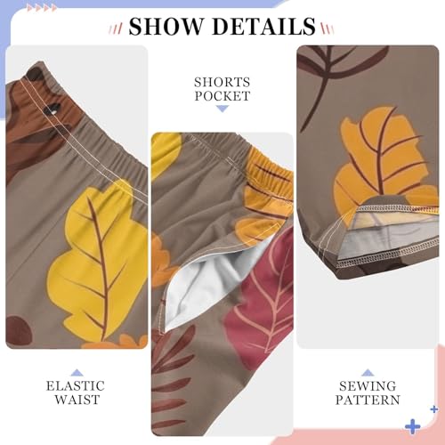 ZZXXB Autumn Leaves Dachshund Boys Long Pants Soft Trousers Elastic Waist Kids Lounge Bottoms with Pockets S-XL4