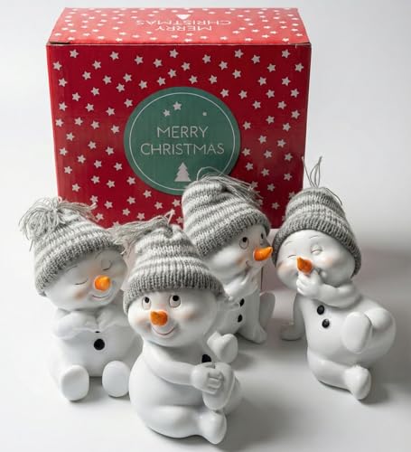 khevga Weihnachtsdeko Deko-Figuren Schneemann grau im 4er Maße...