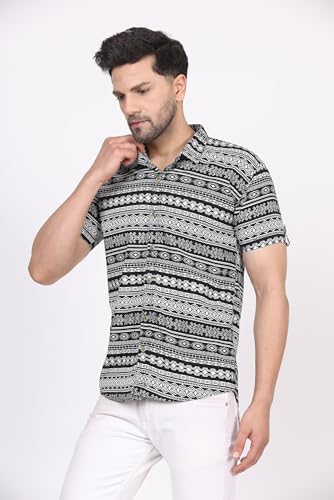 Image of CVC Fashion Men's Printed Button-Down Shirt - Aesthetic Regular Fit Half Sleeve Casual Shirt for Men, Ideal for Summer & Beach Wear