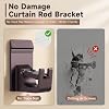 Heavy Duty Curtain Rod Brackets, No Drill Curtain Rod Brackets with Adhesive & Invisible Nail, 30+LB Load Curtain Rod Holders, Damage Free Curtain Rod Hooks for Wall, Bathroom, Kitchen 4PC Bronze - 3