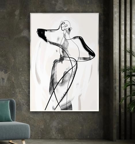 Impression sur toile bohème affiche d'art abstrait beige et marron cadre 60x80cm