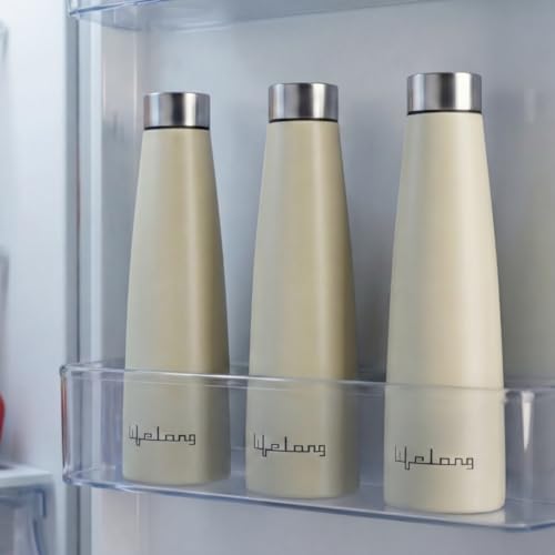 Image of Lifelong 900ml Stainless Steel Water Bottle Pack of 3 | Leak-Proof & Durable | Easy to Clean | Odour-Free | Rust-Free Build, Secure Cap & Easy Grip | Ideal for School, Office, Travel & Gym (Beige)