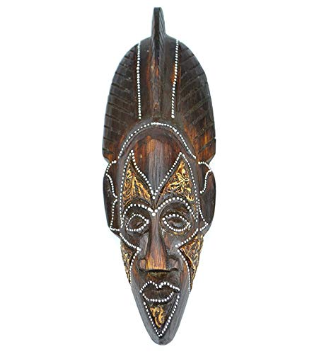 Masque en Bois 30cm - crête Africaine - décoration Ethnique Chic.