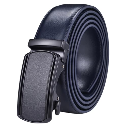 Men's Adjustable Leather Belt With Metal Ratchet, Double-Sided Heavy-Duty Belt Zd02 Blue 120cm