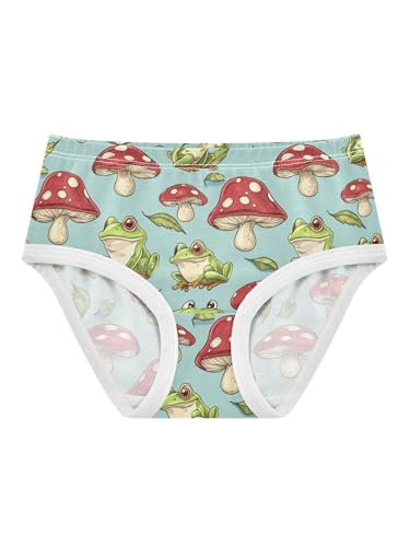 ZZKKO Green Frog and Red Mushroom Girls Underwear Toddler Panties for Girls Comfort Brief Size 2-8T