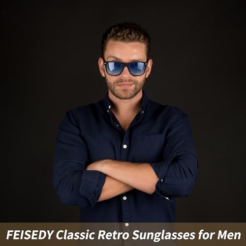 FEISEDY Classic Square Retro Polarized Sunglasses Women Men 80s Sun Glasses Trendy UV400 B18582