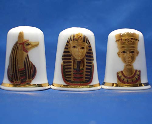 Porcelain China Thimbles Set of Three - Egyptian
