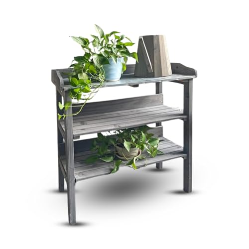 Wooden Potting Table with Galvanized Metal Top Garden Planting Bench with Shelves & Hooks Weather-Resistant Germination Workstation for Greenhouse Patio Garage & Balcony Wooden Potting Table with Galvanized Metal Top Garden Planting Bench with Shelves & Hooks Weather-Resistant Germination Workstation for Greenhouse Patio Garage & Balcony