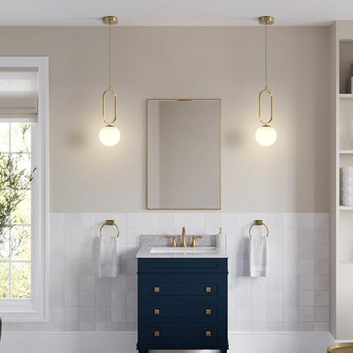Image of Pendant Light Set of 2 Modern Gold Brass Kitchen Island Lighting with Glass Shade, Adjustable Mini Globe Hanging Pendant Lamp for Bedroom Living Room Dining Room (2 Pack)