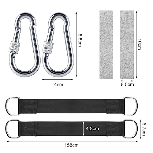 Columpio de fijación para hamaca, 2 correas para hamaca de 150 cm, con 2 almohadillas protectoras para árboles, 2 mosquetones premium y 1 bolsa de almacenamiento, soporta hasta 1000 kg - imagen 7