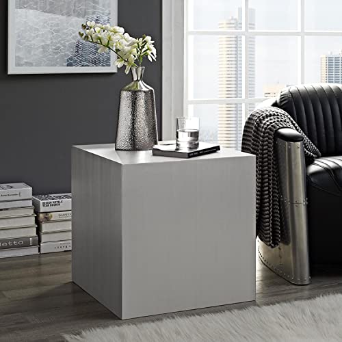 Modway Cast Contemporary Modern Cube Stainless Steel Side Table #TOP4