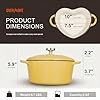 Overmont Enameled Cast Iron Dutch Oven - Heart-Shaped Pot with Lid Cookbook & Cotton Pot Holders - Mini Cookware Oven Safe to 500°F for Sourdough Baking Soups Stews - Great Gift for Wedding Birthday Housewarming 2QT Yellow #4