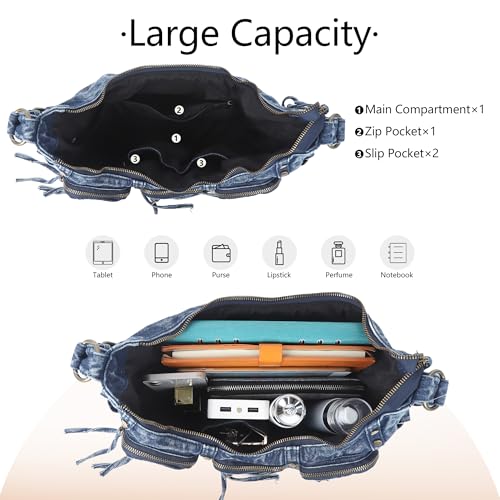 Image of Angel Kiss Hobo Bags Purse for Women Y2K Shoulder Bag Multi Pockets Designer Satchel Studded Handbags with Strap