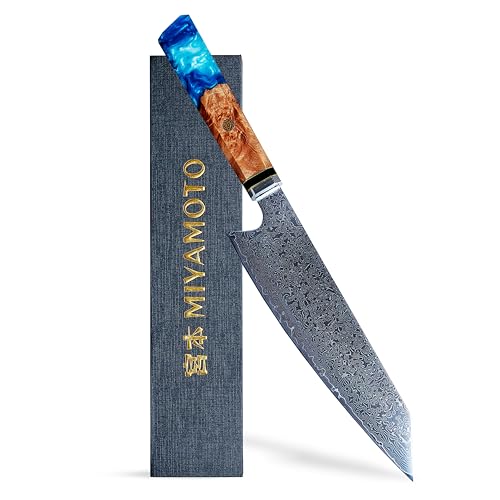 Miyamoto Japanese Chef Knife 8 Inch Steel 67 Layers Damascus Kitchen Knife, Ultra Sharp Chef's Knife with Long Lasting Blade, High Carbon Super Steel Chopping Knife, Carving Knife with Resin Handle Miyamoto Japanese Chef Knife 8 Inch Steel 67 Layers Damascus Kitchen Knife, Ultra Sharp Chef's Knife with Long Lasting Blade, High Carbon Super Steel Chopping Knife, Carving Knife with Resin Handle