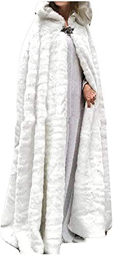 Womens Open Front Trench Hooded Cape Cloak Poncho Long Cardigan Solid Jacket Coat Overcoat,White,X-Large
