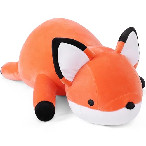 WeBingo Weighted Stuffed Animals, 24' Weighted Fox Plush Toy 4.2 Lb Soft Pillow Cute Giant Plushie Gifts for Kids & Adults(Fox)