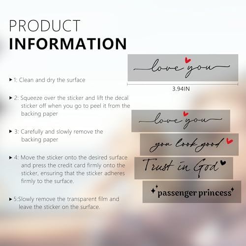 Image of 10pcs Car Stickers, Cars Decals I Love You Drive Safe Mirror Sticker Trust in God Rearview Mirror Decals Car Window Vinyl Decal Various Style Makeup Rear View Mirror Sticker Set Fits Most Vehicles