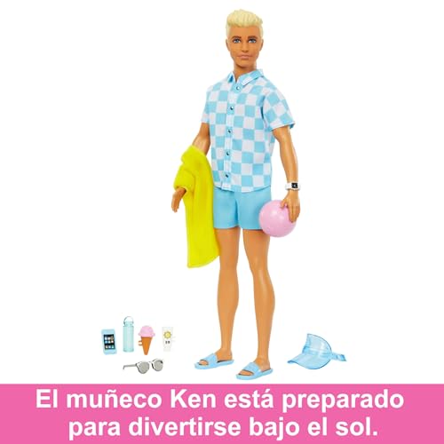 Miniatura 5 de Barbie Ken Día En La Playa Muñeco De Juguete Hecho De Plásticos Reciclados, Modelos Surtidos, 3 Años Mattel Hpl74