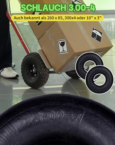 NETONDA 2 Stück Schlauch 3.00-4 Winkelventil Schlauch 260x85 für Sackkarre Innenschlauch Gummischlauch Sackkarrenschlauch Abgewinkeltes TR-87-Ventil für Bollerwagen Handwagen