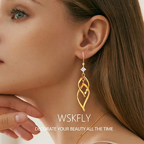 Wskfly Angel Wing Necklace, 18K Gold Plated Cubic Zirconia Pendant Necklaces, Gold Plated Dangle Earrings For Women, Classic Infinity Diamond Earrings For Women #TOP6