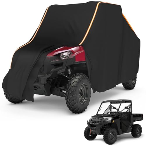 KEMIMOTO UTV Cover 2 Seater All-Weather Protection, Compatible with Polaris Ranger XP 1000/ Mule/Pioneer/Wolverine/CFMOTO UForce, Ranger Cover 2-3 Seater PU Oxford Cloth Windproof Medium Size