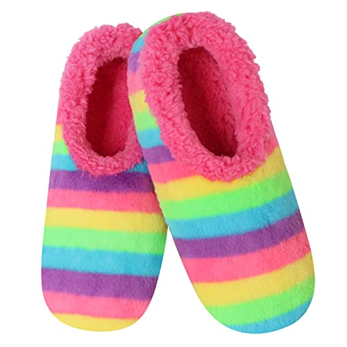 Image of Snoozies Warm Sherpa-Lined Women's Indoor Slippers | Faux Fur Non-Slip Sole | Ultra-Cozy Pull-On House Shoes | Soft Fleece Lining | All-Season Comfort