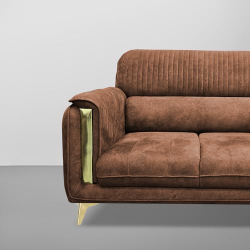 Image of Casaliving Gelio 2 Seater Sofa Set for Living Room (Brown Colour) Premium Fabric Sofa