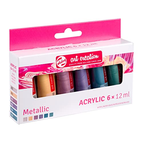 Talens Art Creation Lot de 6 flacons de peinture acrylique métallique 12 ml