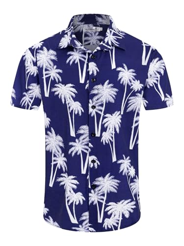 Image of Yoimira Hawaiian Shirts for Men, Print Mens Casual Short Sleeve Button Down Shirts Floral Aloha Beach Shirt