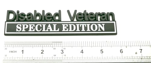 Image of 2pcs Disabled Veteran Special Edition Emblem Car Decal, Warrior Soldier 3D Sticker, Disabled Veteran Special Edition Letters Car Badges, Accessories (Black Red)