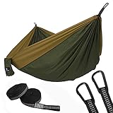 SONGMICS Ultra-Lightweight & Portable Hammock Hold up to 660LB Single & Double Parachute Nylon Camping Hammock Swing Bed 118'' x 78'' for Outdoor Backpacking, Hiking, Yard, Traveling UGDC20AC