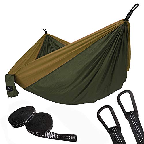 SONGMICS Ultra-Lightweight Portable Hammock Hold up to 660LB Single Double Parachute Nylon Camping Hammock Swing Bed 118