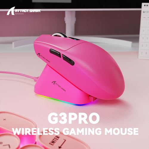 Image of MAMBASNAKE ATTACK SHARK G3PRO Wireless Gaming Mouse,Tri-Mode, Bluetooth /2.4G /USB, 59g Ultra Lightweight,25K DPI,100M Clicks Switches,RGB Magnetic Charging Dock,PAW3311 Sensor,BK52820 Chip-Red