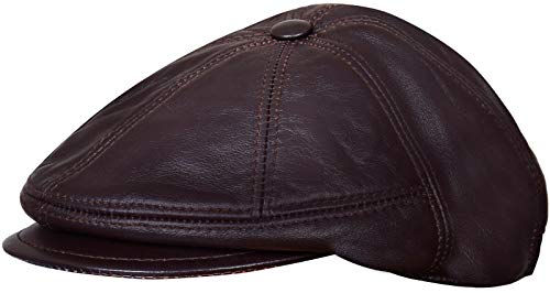 Infinity Leather Vendedor de Periódicos Marrón Pelle Gatsby Tapa Plana Bakerboy Sombrero Cover