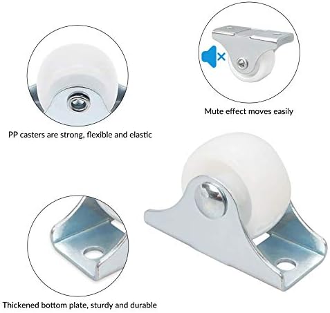 YSDMY 8 Pack Mini Castors Wheels 25mm Non-Swivel Metal Plate Castors with Screws,for DIY Furniture Drawer Table Equipment Fixed Castor Replacement