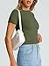 Trendy Queen Womens Basic T Shirts Summer Tops 2025 Crop Short Sleeve Slim Fit Tee Cute Gym Workout Clothes ArmyGreen M