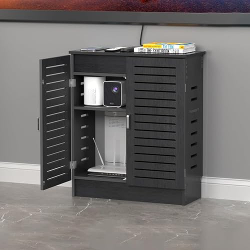 Citybabyルーター収納キャビネット PVC製 配線隠しボックス 電話台 コンセント隠し ケーブルボックス スリムラック モデム 光回線 Wi-Fiルーター収納ラック 防炎 耐湿 扉付き家具 電源タップ 弱電箱カバー (グレー,50*80*30cm)