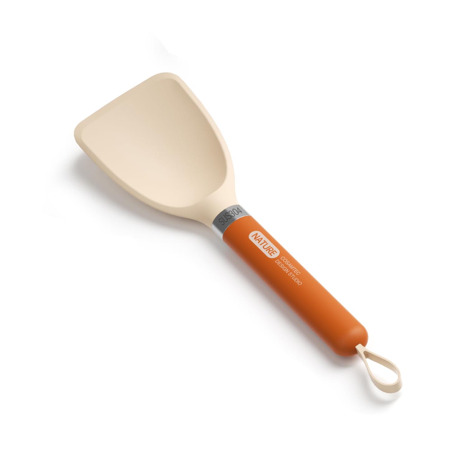 Cosamtec Silicone Small Spatula for Cooking Flexible Turner with Solid Inner Core and Heat Resistant Nylon Handle Ideal Spatula for Non-Stick Cookware