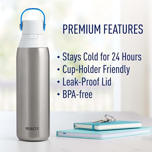 image for Brita Stainless Steel Premium Filtering Water Bottle, BPA-Free, Replac