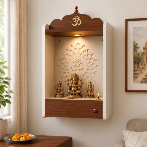 Crosscut Wooden wall Hanging mandir, Temple for Home and Office P...