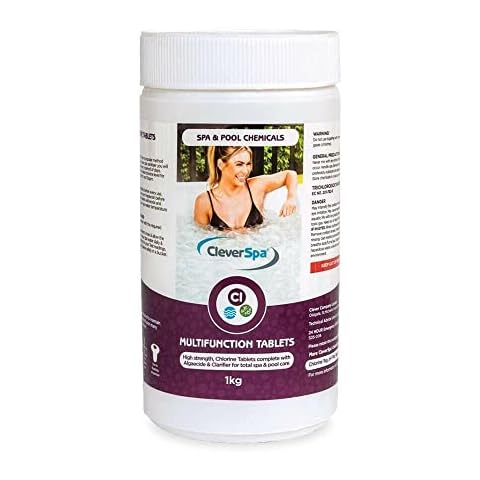 CleverSpa Multi-Function Hot Tub Chlorine Tablets Pool and Spa Chemicals with Algaecide and Clarifier for Safe Water Care, 1KG Cover