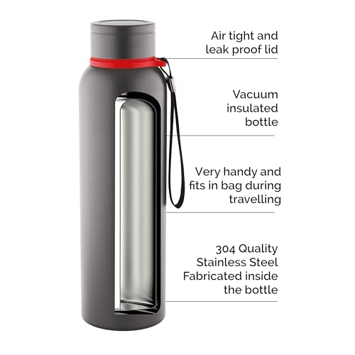 Image of Joyo Century Stainless Steel Bottle, 900 ml Water Bottles, Hot for 18 Hours & Cold for 24 Hours, Easy to Carry, Easy Grip, Rust Proof, Tea, Coffee, Office, Travel Bottle - Grey