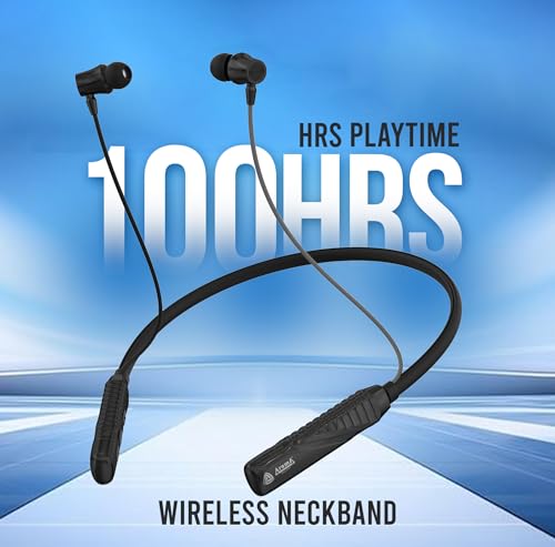 Image of AROMA NB124 Blynk Neckband Bluetooth, Metallic Grey, in the Ear | Upto 100 Hours Playtime, ENC, Voice Changer, Fast Charging