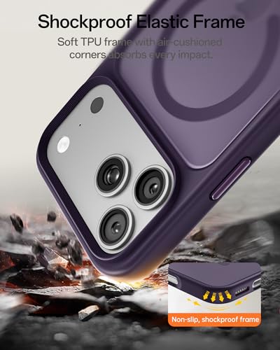 Image of UNBREAKcable Magnetic for iPhone 17 Pro Max Case 6.9-Inch, Compatible with MagSafe, Full Camera Protection, Built-in Magnetic Ring, Drop Protection Shockproof Slim Phone Cover - Dark Purple